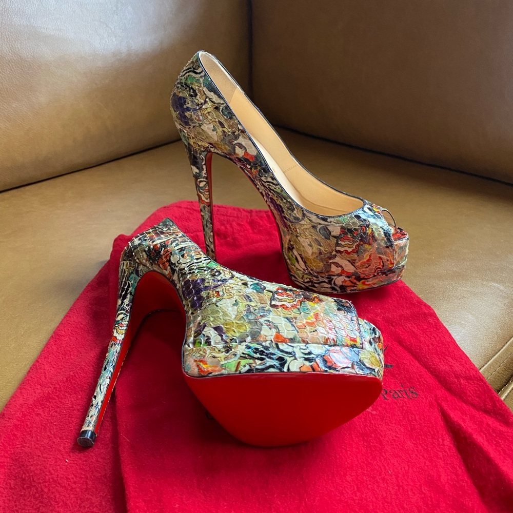 Christian Louboutin Python Artistic Multicolor La… - image 1